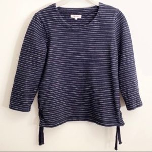 Madewell Navy and White Striped Side Tie Shirt